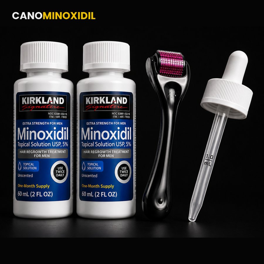 Combo 3 - 2 Minoxidil + Dermaroller + Gotero Original (Más Vendido)
